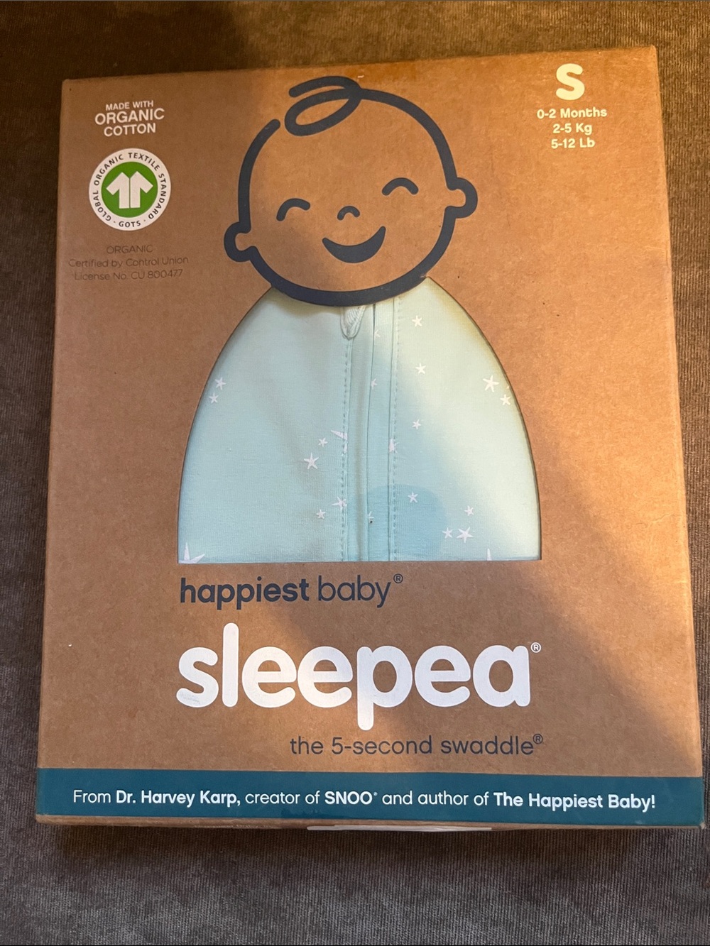 Happiest Baby Sleepea Sack- 100% Organic Cotton Baby Swaddle -Small
